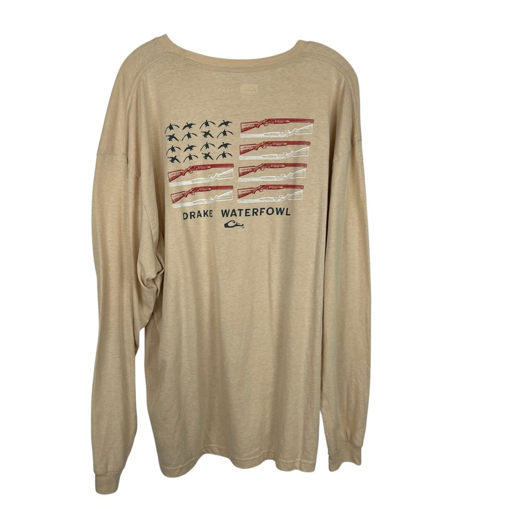 Drake Waterfowl Long Sleeve T Shirt Mens 2XL Tan Hunting - Picture 3 of 9